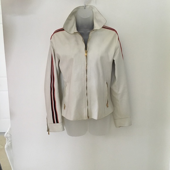 Dolce & Gabbana Cream Leather Biker Jacket